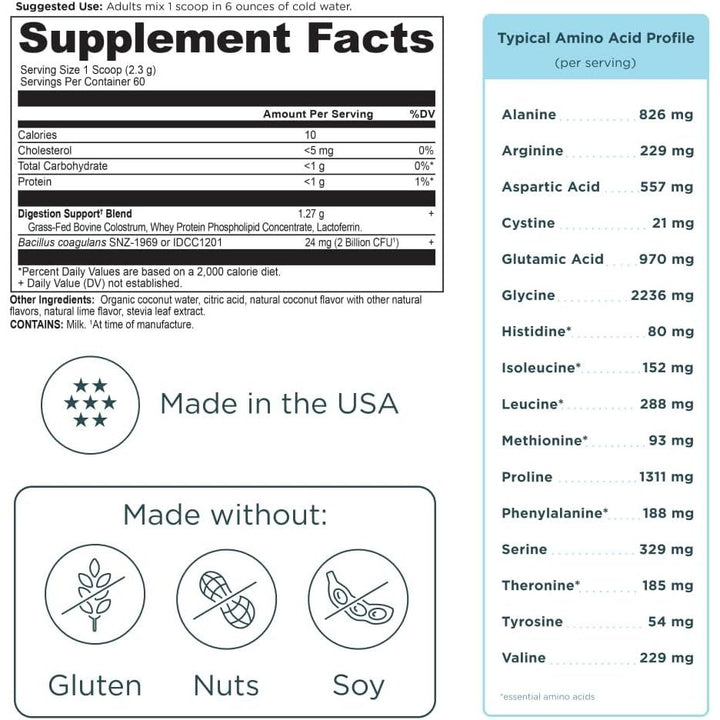 Ancient Nutrition Grass Fed Bovine Colostrum Superfood Powder, Coconut Lime