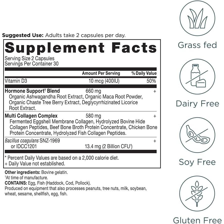 Ancient Nutrition Hormone Balance + Collagen Supplement 60 Capsules