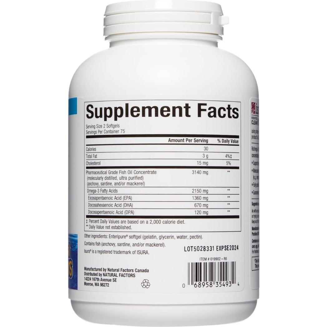 Natural Factors, RxOmega-3 Ultra Strength 150 Softgels