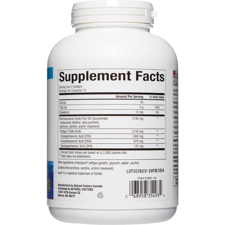 Natural Factors, RxOmega-3 Ultra Strength 150 Softgels