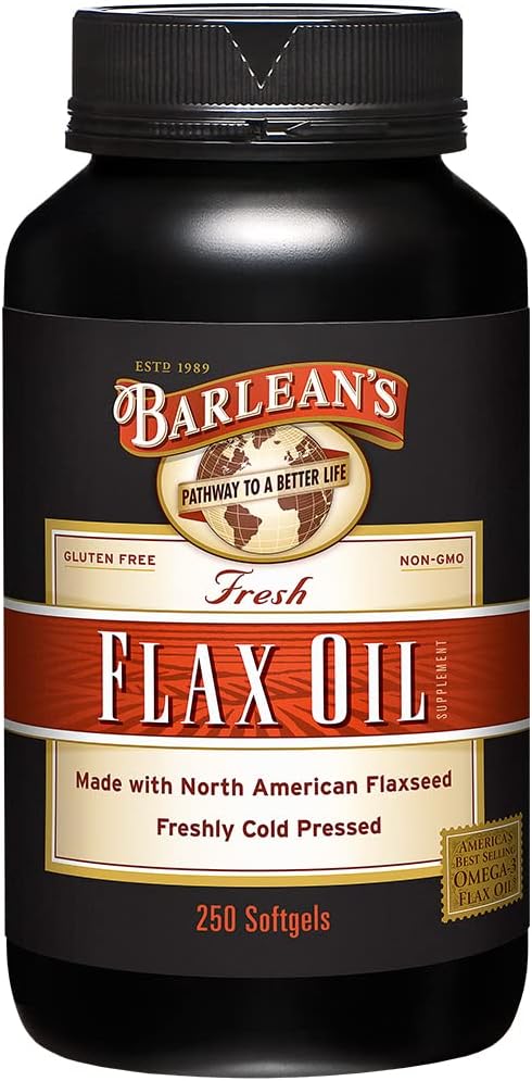 Barlean's Omega 3 6 9 Flaxseed Oil Supplements, Cold-Pressed 250 Softgels