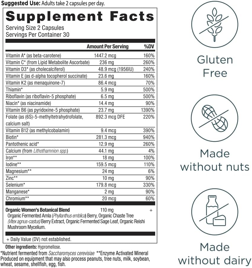 Ancient Nutrition Multivitamin for Women Fermented Vegan, 60 Ct