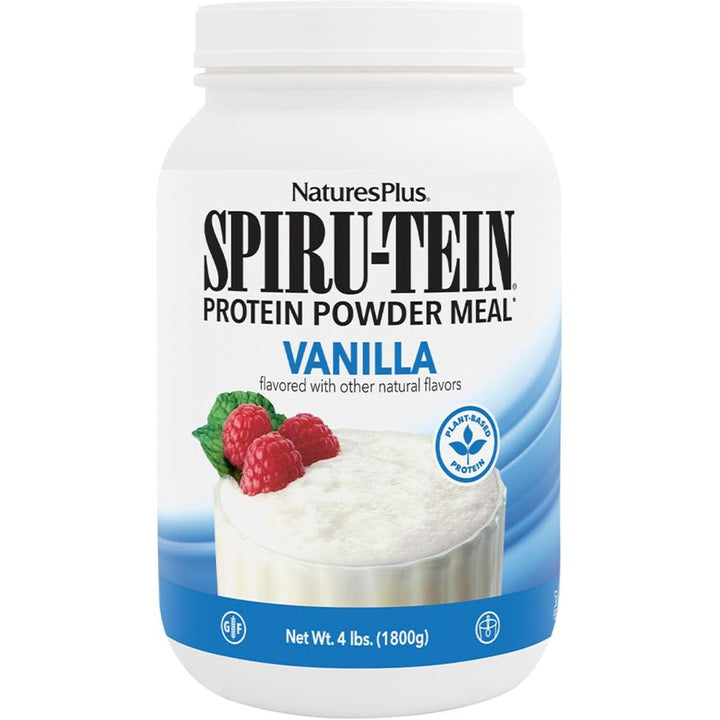 Natures Plus SPIRU-TEIN Vanilla 4lbs Plant-Based Protein Shake Non-GMO Vegetarian Gluten Free Nature's Plus