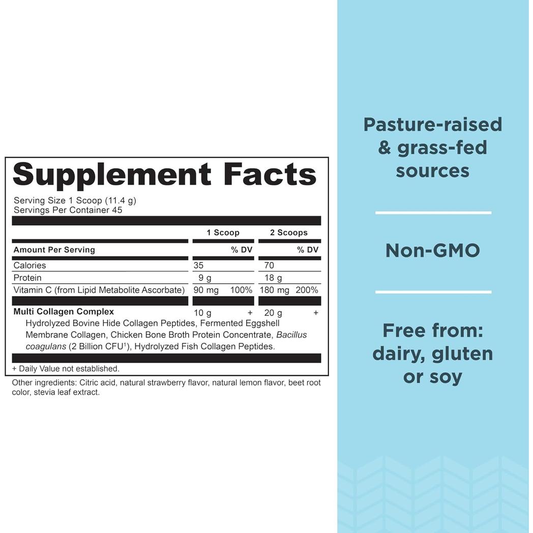 Ancient Nutrition Multi Collagen Protein Strawberry Lemonade, 45 Servings