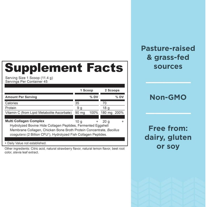 Ancient Nutrition Multi Collagen Protein Strawberry Lemonade, 45 Servings