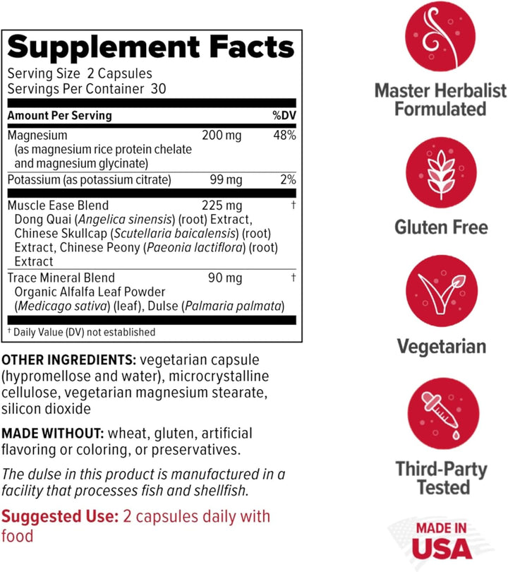 Redd Remedies, Muscle Ease, Magnesium and Potassium Formula to Support Muscle Function, 60 Vegan Capsules