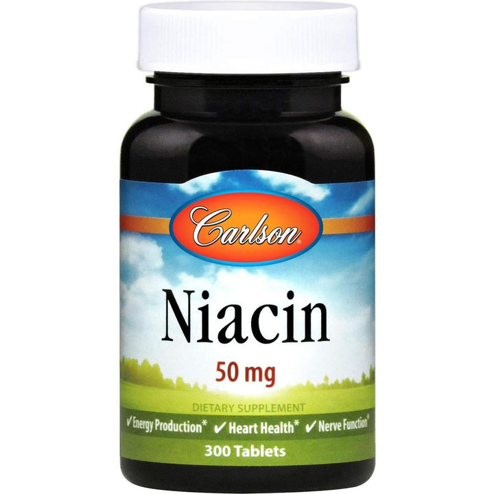 Carlson Labs, Niacin, 50 mg, 300 Tablets Gluten-Free