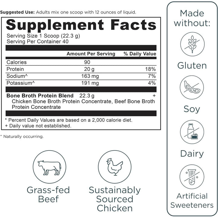 Ancient Nutrition Bone Broth Protein Powder, 20g Protein 40 Servings