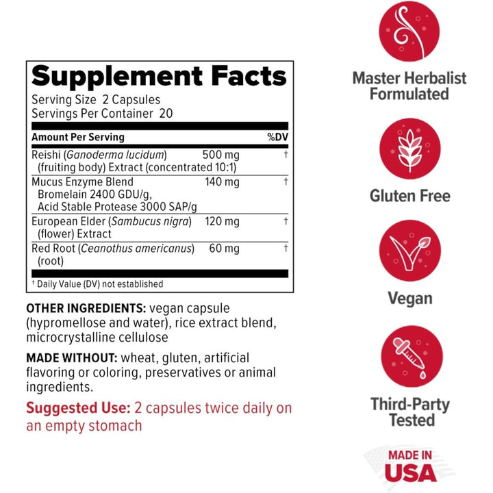 Redd Remedies SinuZyme Supports Sinus & Immune Health, 40 Vegan Caps