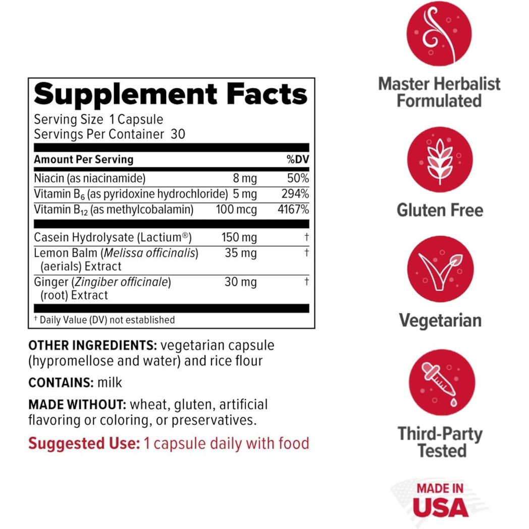 Redd Remedies, Peaceful Mama, Support a Calm and Healthy Digestive System, Lemon Balm and Ginger Root, 30 Veg caps