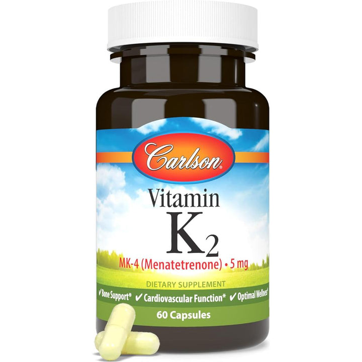 Carlson Labs Vitamin K2 5 mg 60 Capsules Gluten-Free, Preservative-Free