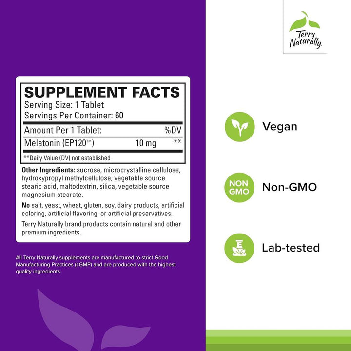 Terry Naturally Melatonin EP120, 60 Vegan Tablets
