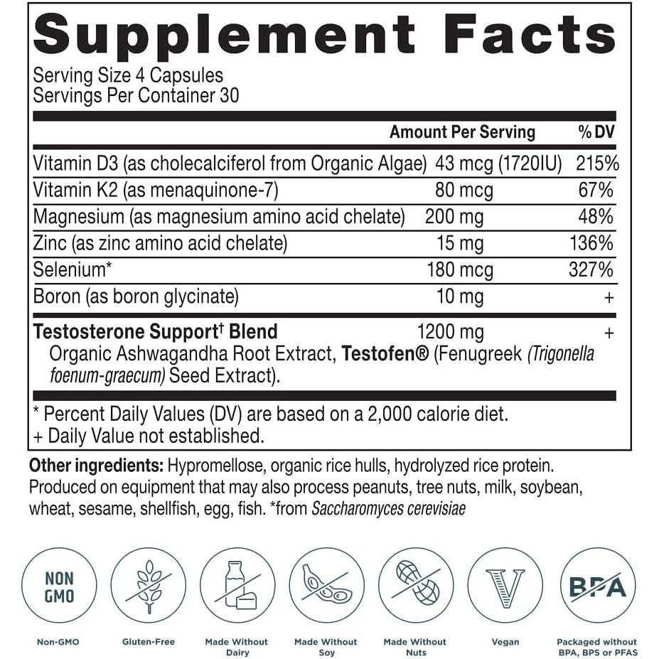 Ancient Nutrition Men's Health Capsules, Testosterone Support 120 capsules