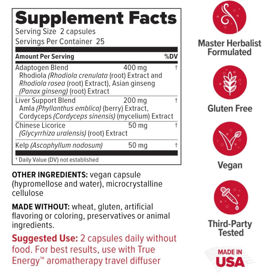 Redd Remedies, True Energy, Supports Energy Production and Stamina, 50 Vegan Capsules