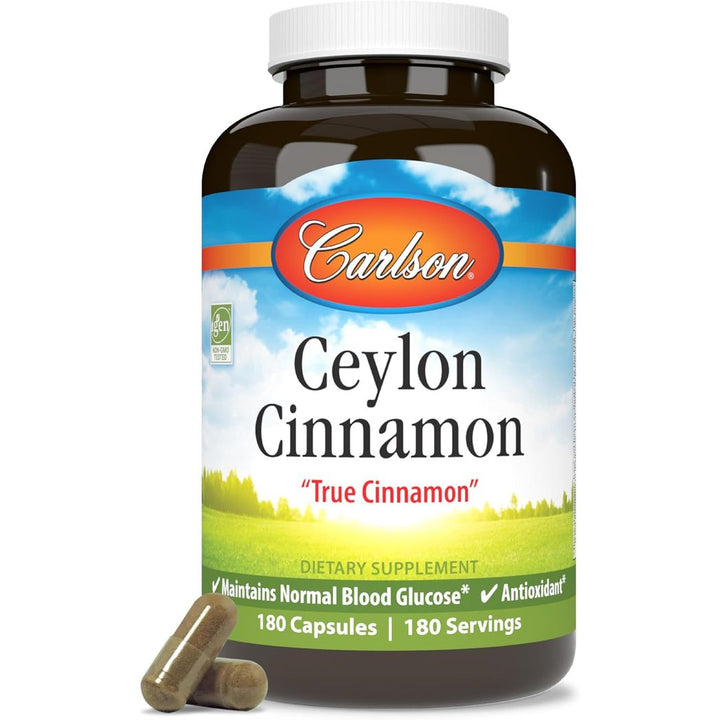 Carlson Ceylon Cinnamon, Cinnamon, 500 mg, 180 Capsules