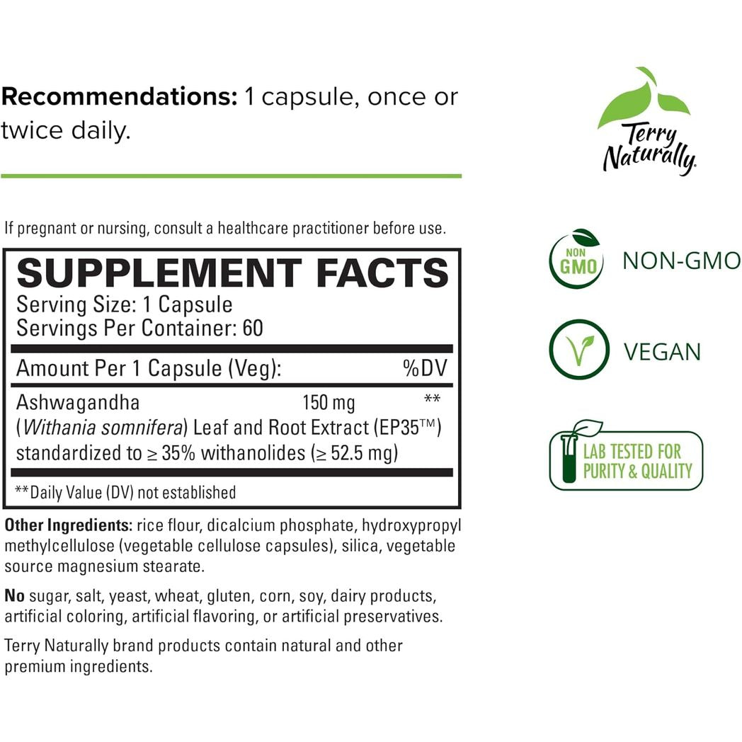 Terry Naturally Ashwagandha EP35™ Extra Strength  60 capsules