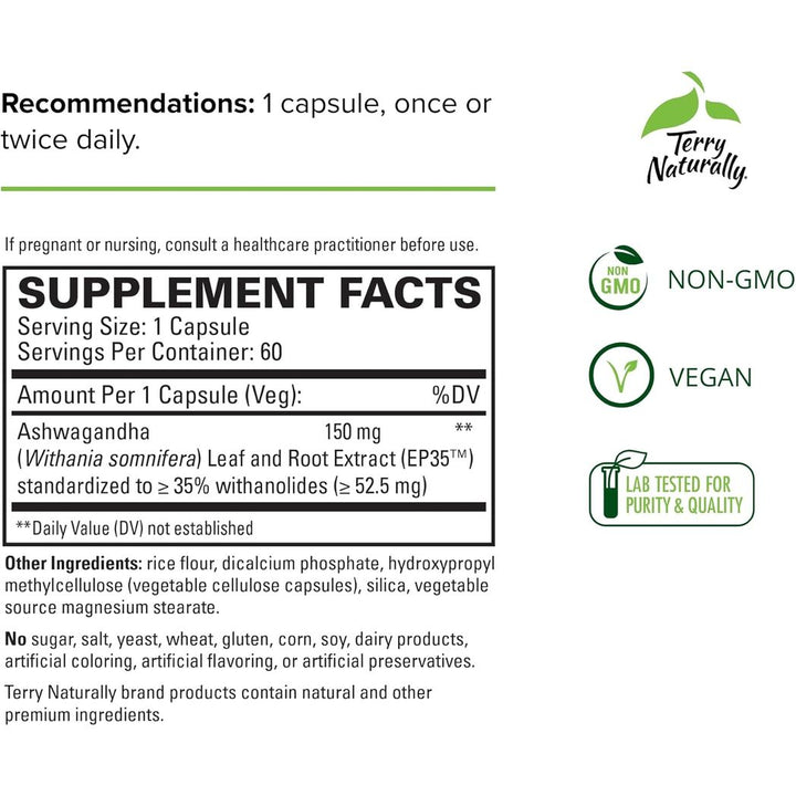 Terry Naturally Ashwagandha EP35™ Extra Strength  60 capsules