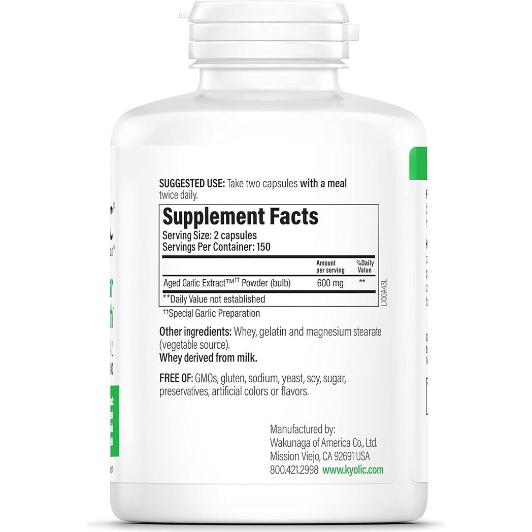 Kyolic Yeast Free Garlic Formula 100 - 300 capsules