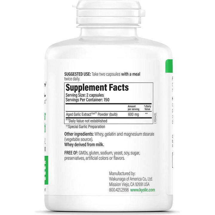 Kyolic Yeast Free Garlic Formula 100 - 300 capsules
