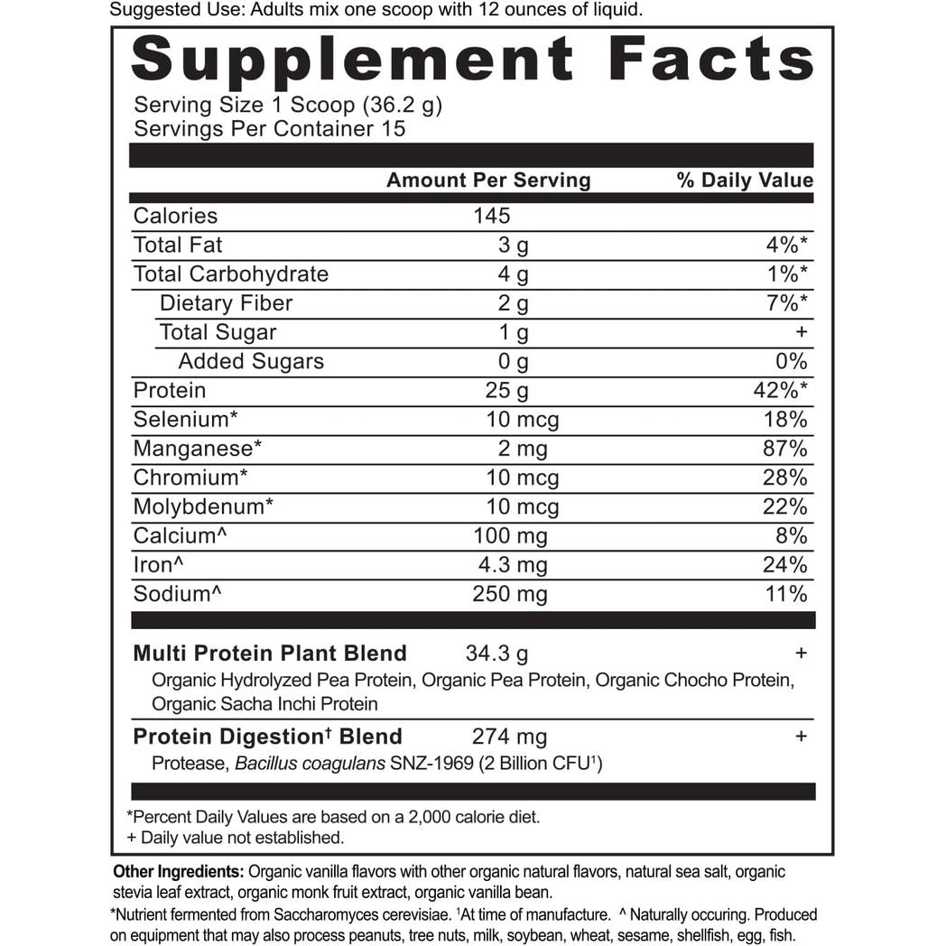 Ancient Nutrition Organic Multi Protein Plant Based Powder, 25g Protein, Hydrolyzed Pea Protein, Digestive Enzymes & Probiotics, Supports Muscle & Gut Health, Vanilla, 15 Servings