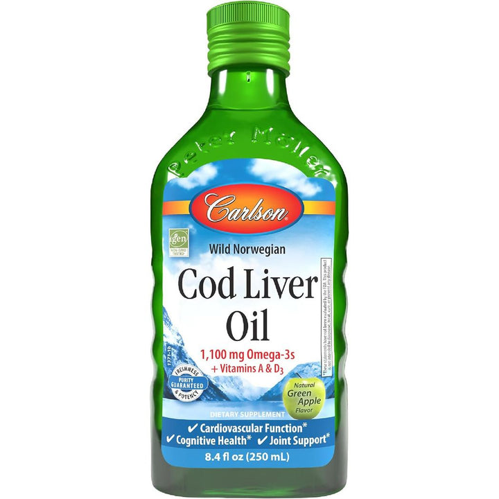 Carlson Cod Liver Oil Liquid Green Apple 250 mL 8.4oz