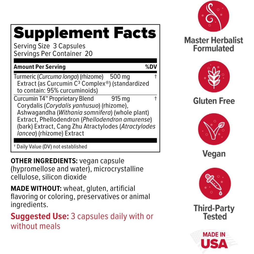 Redd Remedies Curcumin T4 Advanced Turmeric Formula 60 Vegan Caps