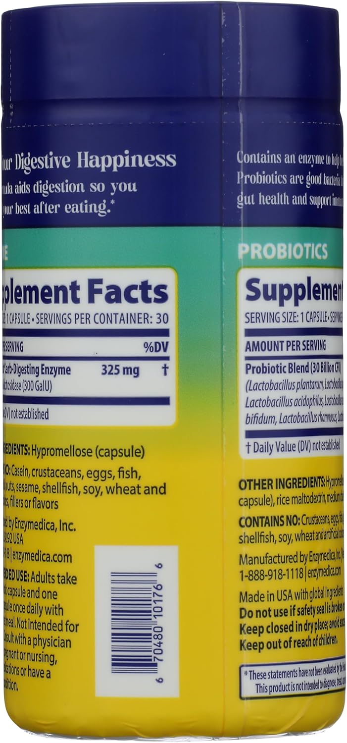 ENZYMEDICA Dinner Duo for Gas and Bloating Probiotic + Enzymes, 30 CT