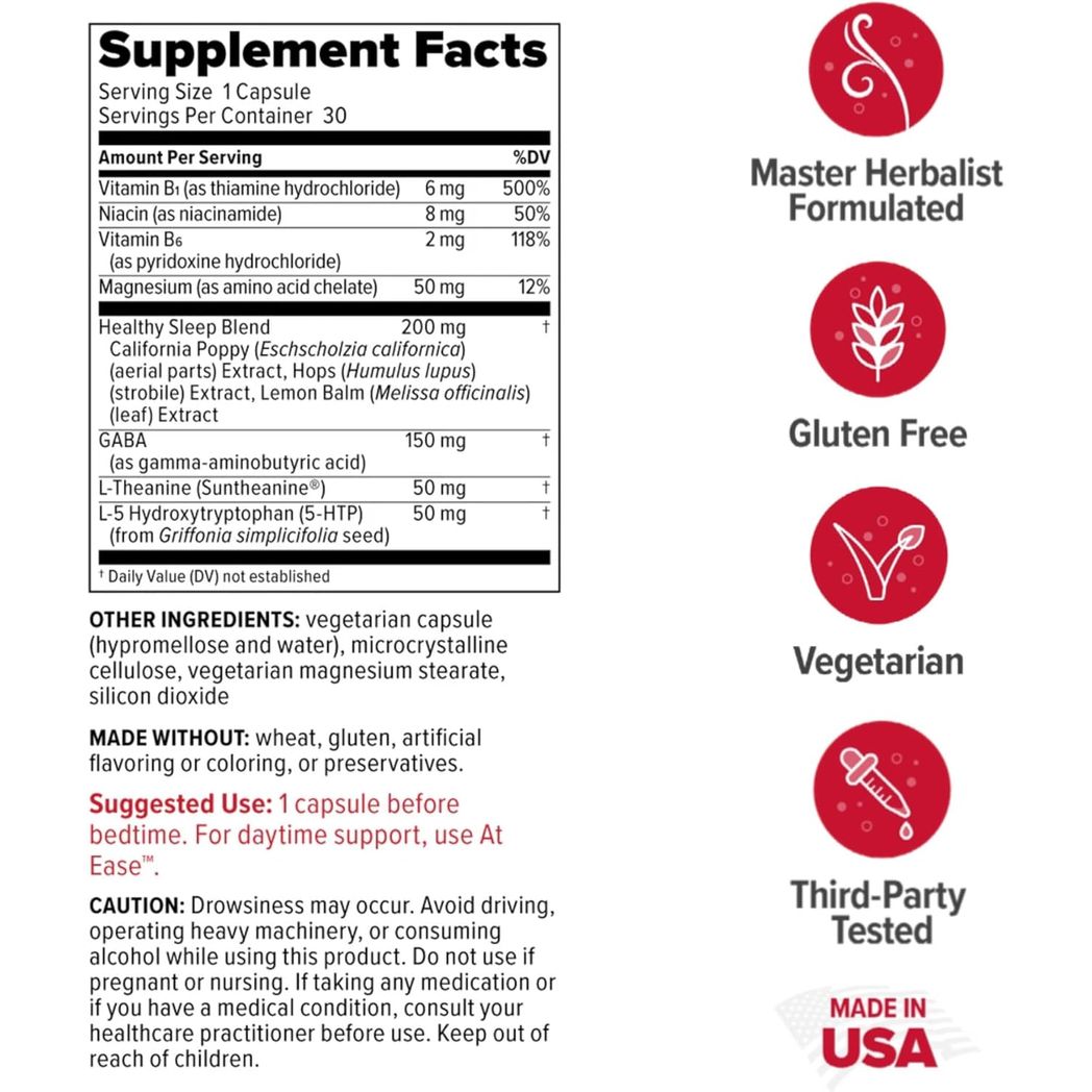 Redd Remedies, at Ease PM, Natural Sleep Aid, Supports Relaxation, 30 Veg caps