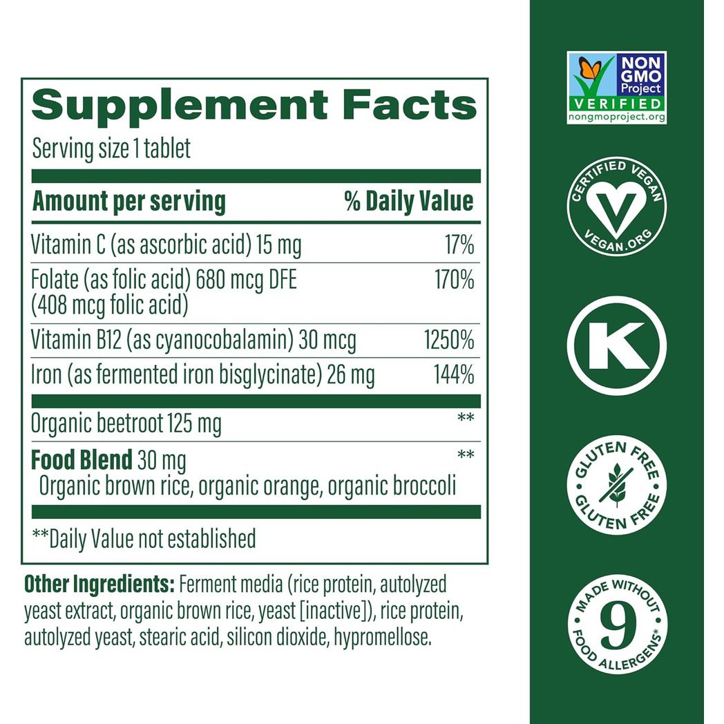 MegaFood Blood Builder Iron Supplement 30 tablets