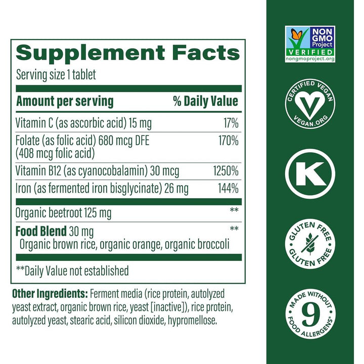 MegaFood Blood Builder Iron Supplement 30 tablets
