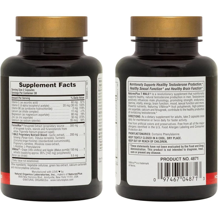 Natures Plus T Male 60 Vegetarian Capsules