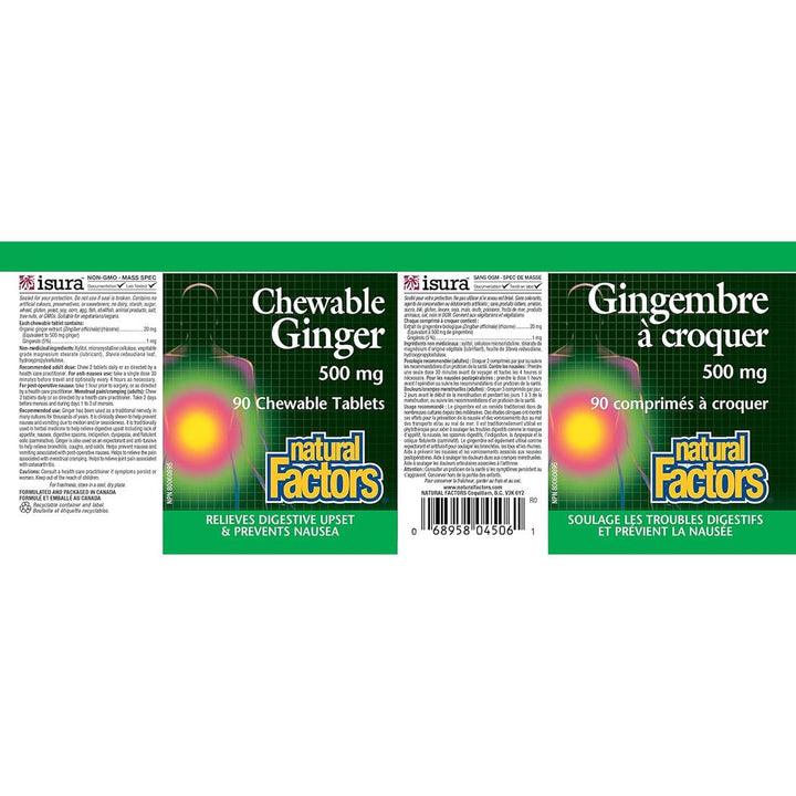 Natural Factors Chewable Ginger 500mg 90 CT
