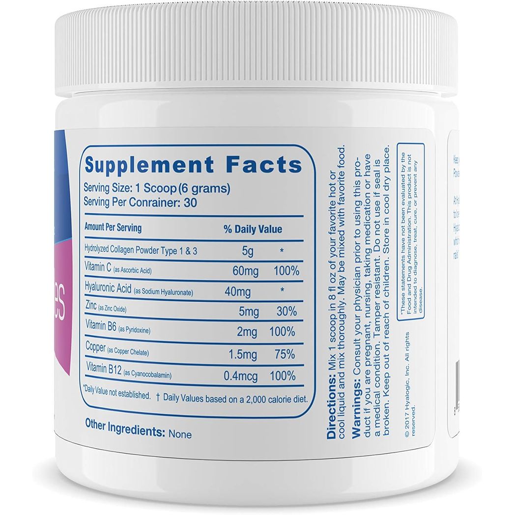 Hyalogic Hyaluronic Acid Collagen Peptides Powder  6.4oz