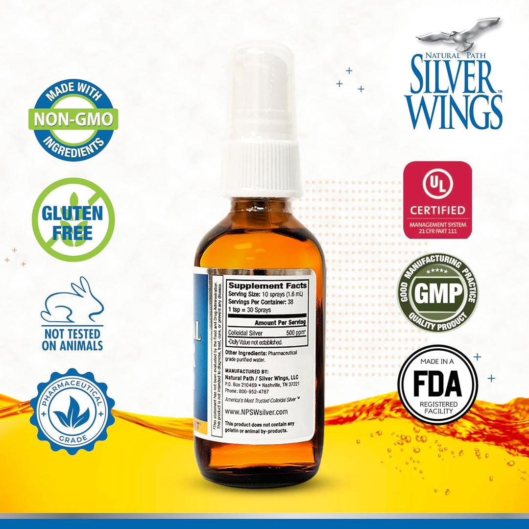 Natural Path / Silver Wings Colloidal Silver 500 ppm 2 oz. SPRAY
