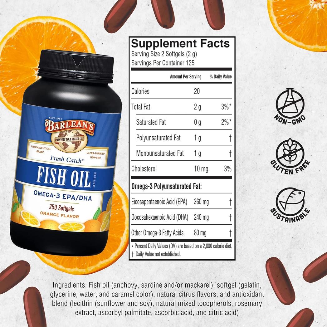 Barlean's Fish Oil 1000mg 250 capsules