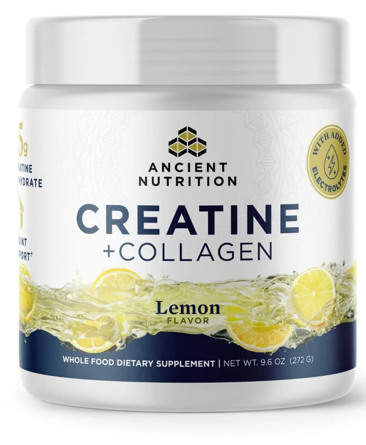 Ancient Nutrition Creatine + Collagen + Electrolytes Lemon 9.6 oz