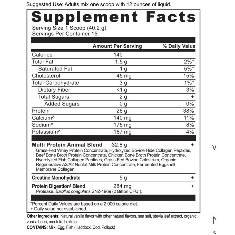 Ancient Nutrition Multi Protein Powder Animal Based + Creatine Vanilla Bean