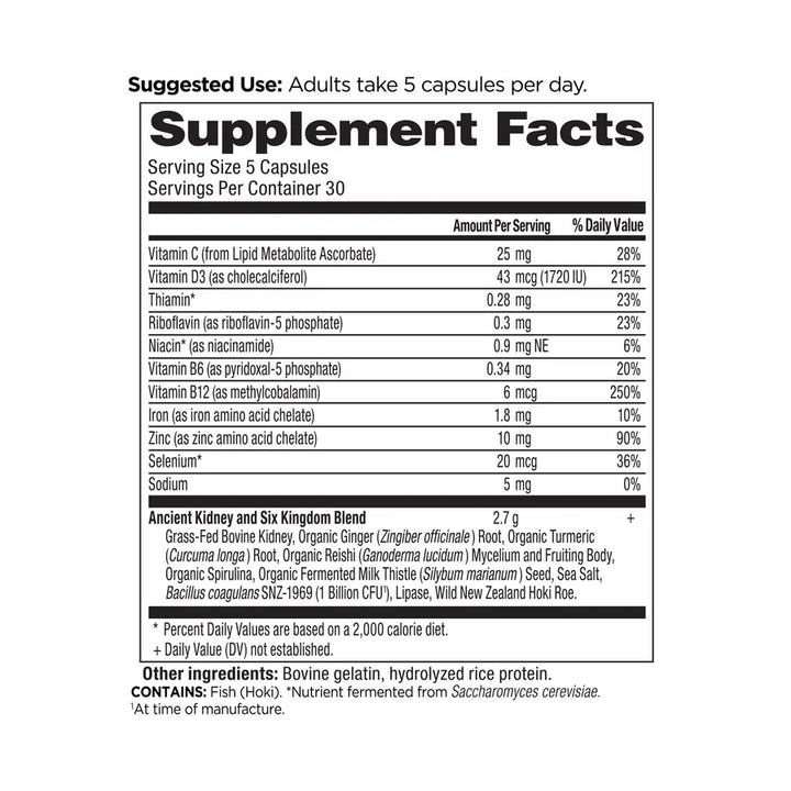 Ancient Nutrition Glandulars Kidney Blend 150 capsules