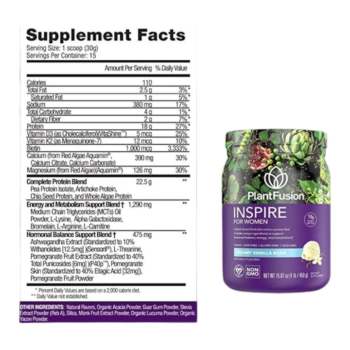 PlantFusion Inspire For Women - Vegan Protein Powder for Women 15.87 oz