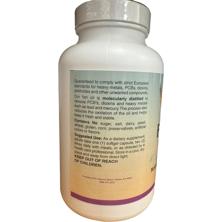 Harvest Moon Omega-3 Fish Oil Molecularly Distilled  200 Capsules
