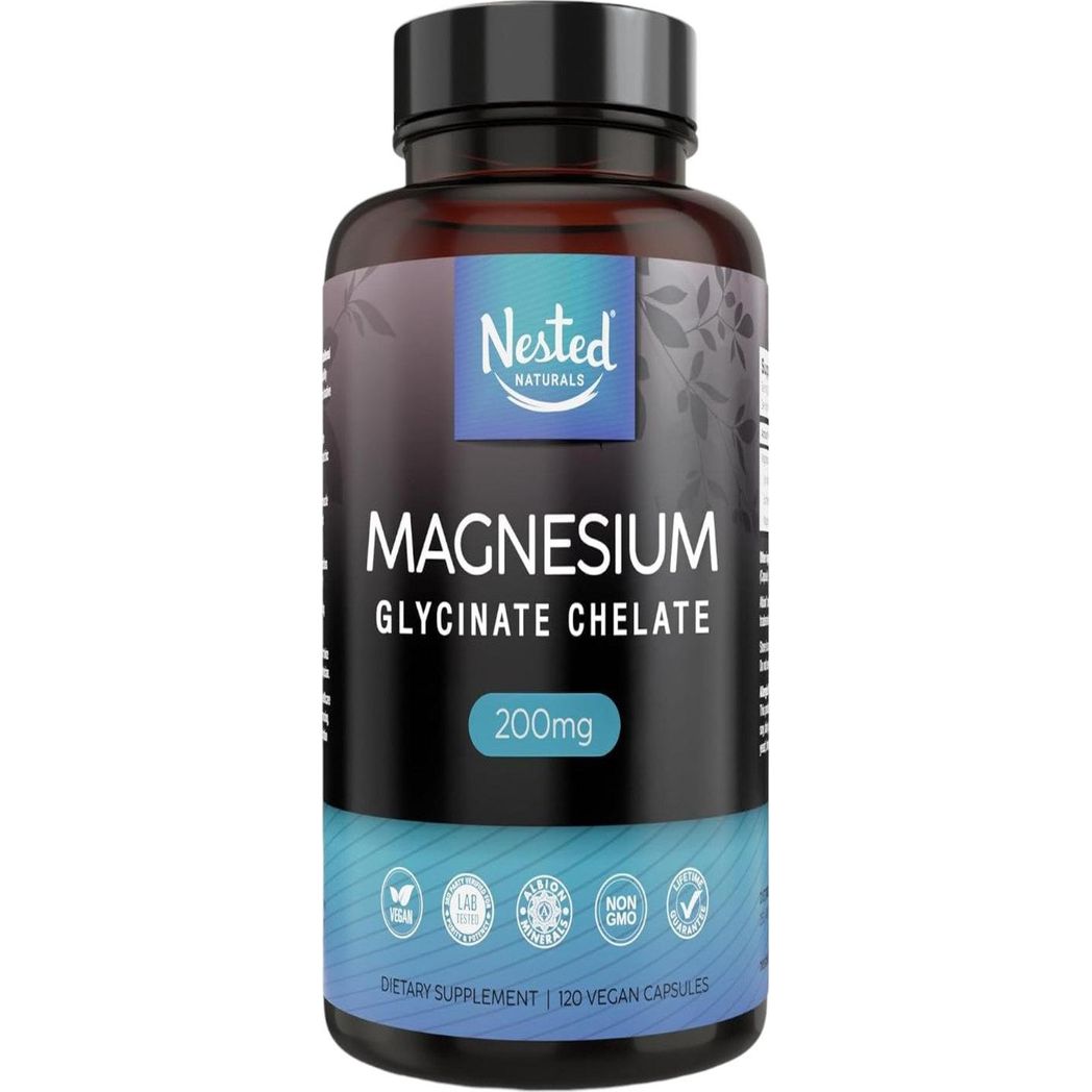 Nested Naturals Magnesium Glycinate Chelate 200mg 120 Vegan Capsules