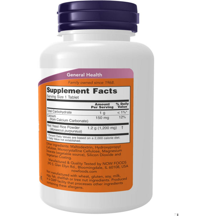NOW Foods Red Yeast Rice 1200 mg 60 Tablets