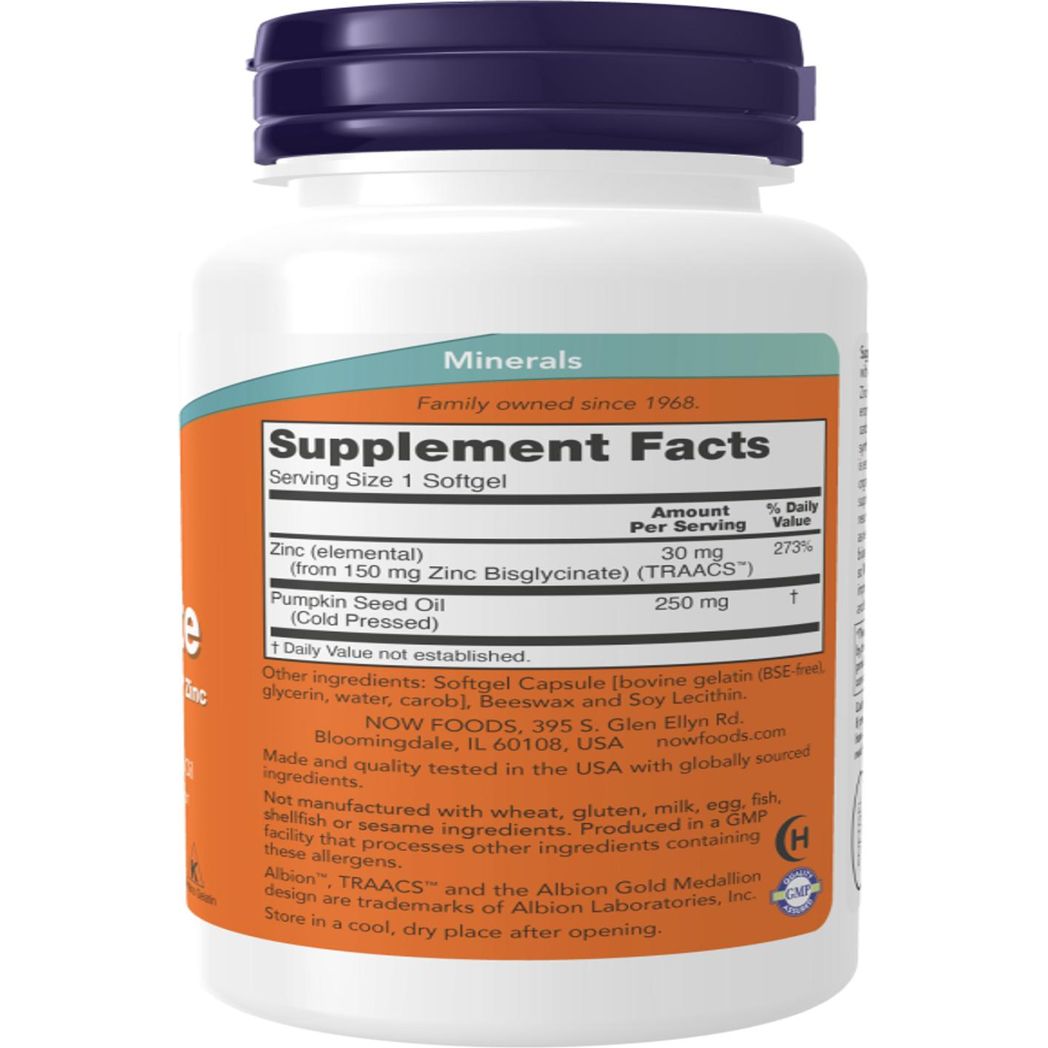 NOW Foods Zinc Glycinate 120 Softgels