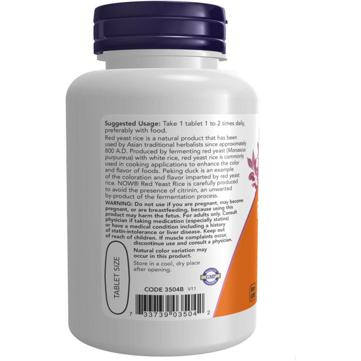 NOW Foods Red Yeast Rice 1200 mg 60 Tablets