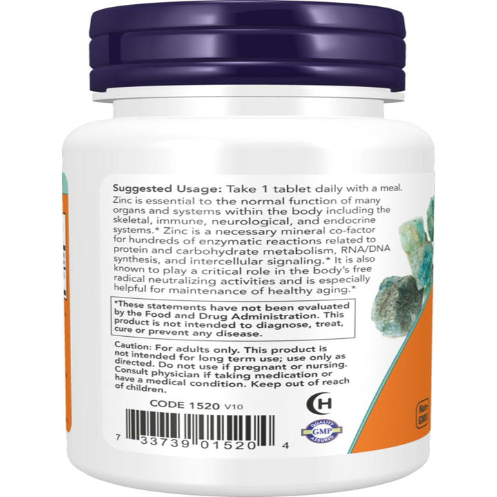 NOW Foods Zinc 50 mg 100 Tablets