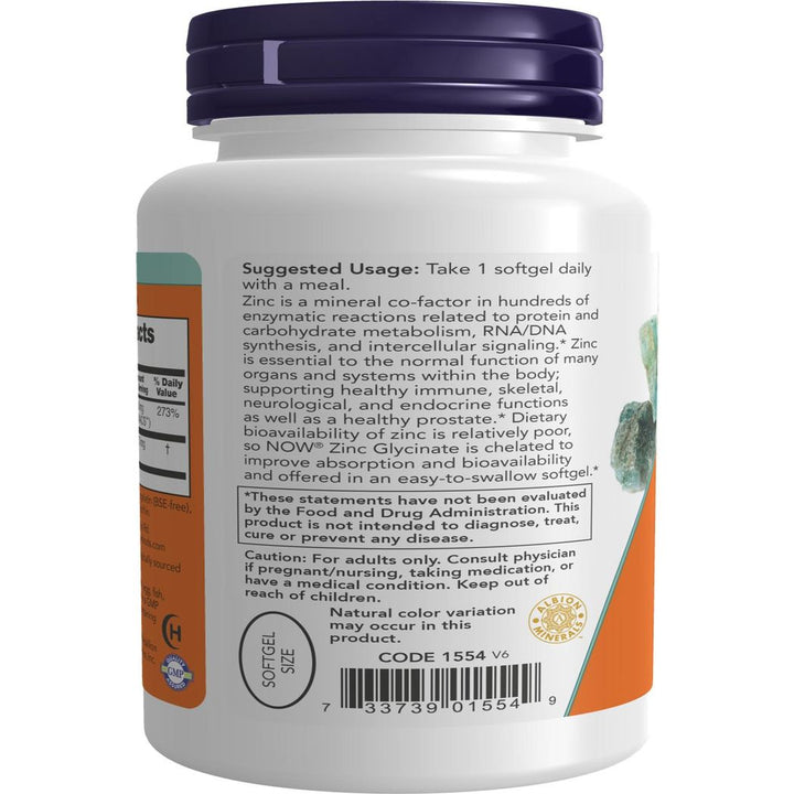 NOW Foods Zinc Glycinate 120 Softgels